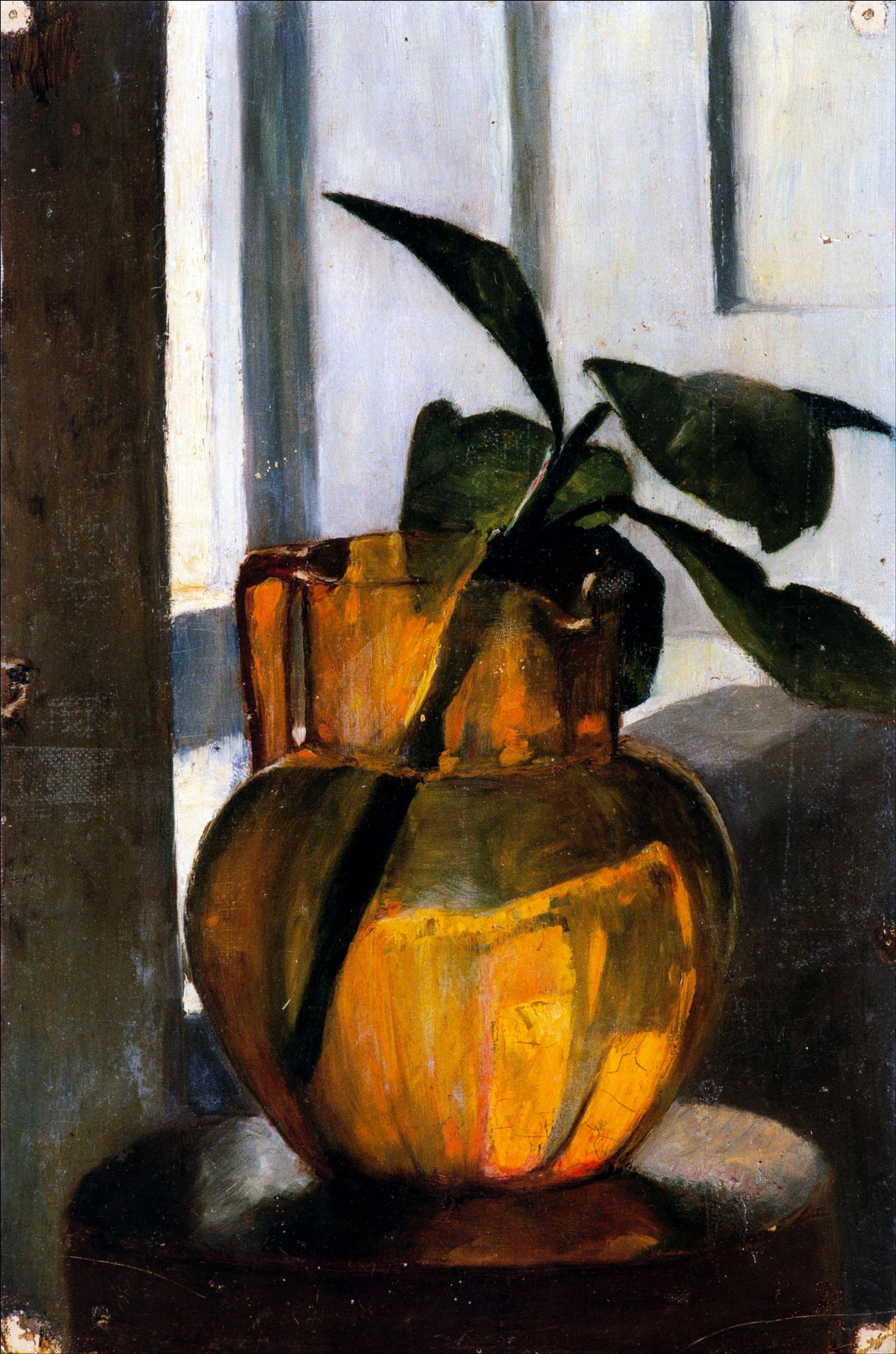 range glass jug with green cuttings by Marie Triepcke Kroyer,A3(16x12")Poster