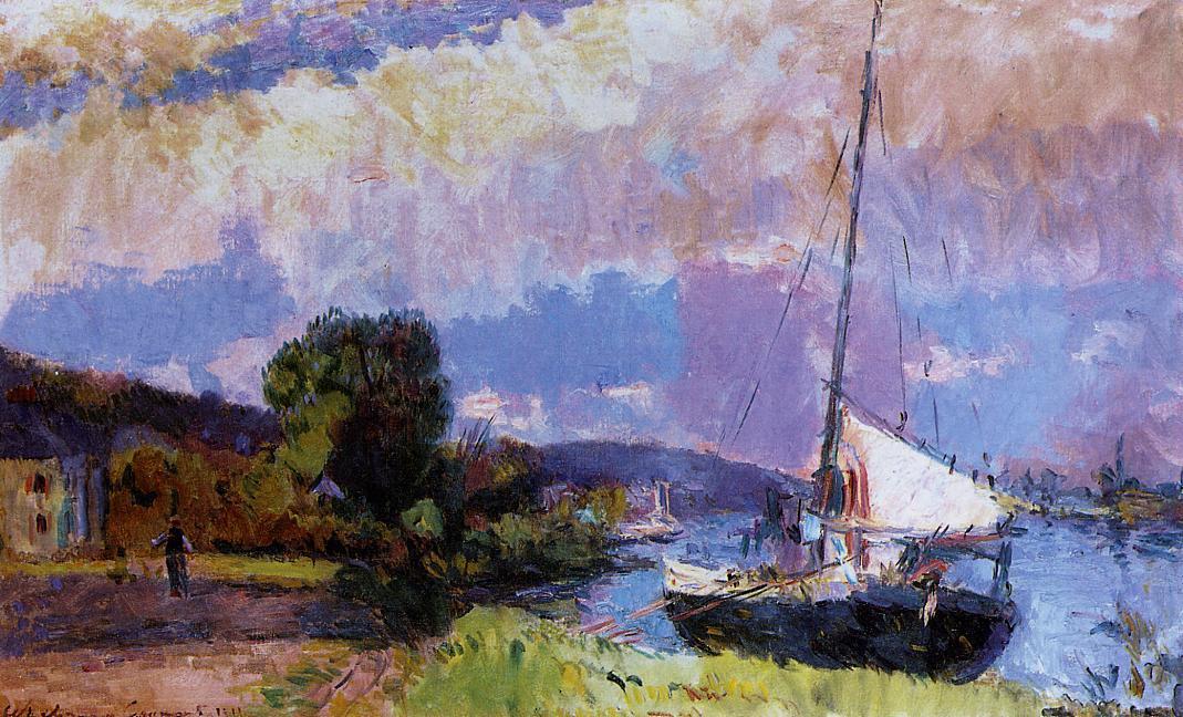 The Banks of the Seine: Caumont in Summer, vintage artwork by Albert Lebourg, 12x8" (A4) Poster