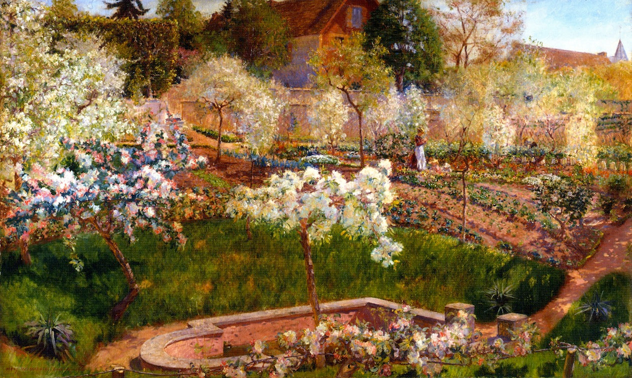 Blossoming Time in Normandy, vintage artwork by Mary Fairchild MacMonnies Low, 12x8" (A4) Poster