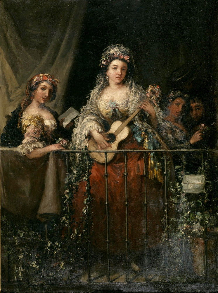 Majas al balcón, vintage artwork by Eugenio Lucas Velazquez, A3 (16x12") Poster Print