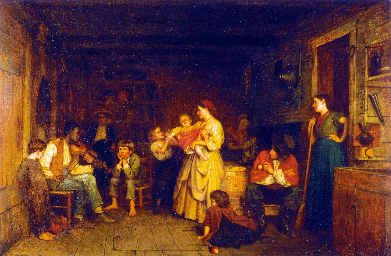 Fiddling His Way, vintage artwork by Eastman Johnson, 12x8" (A4) Poster