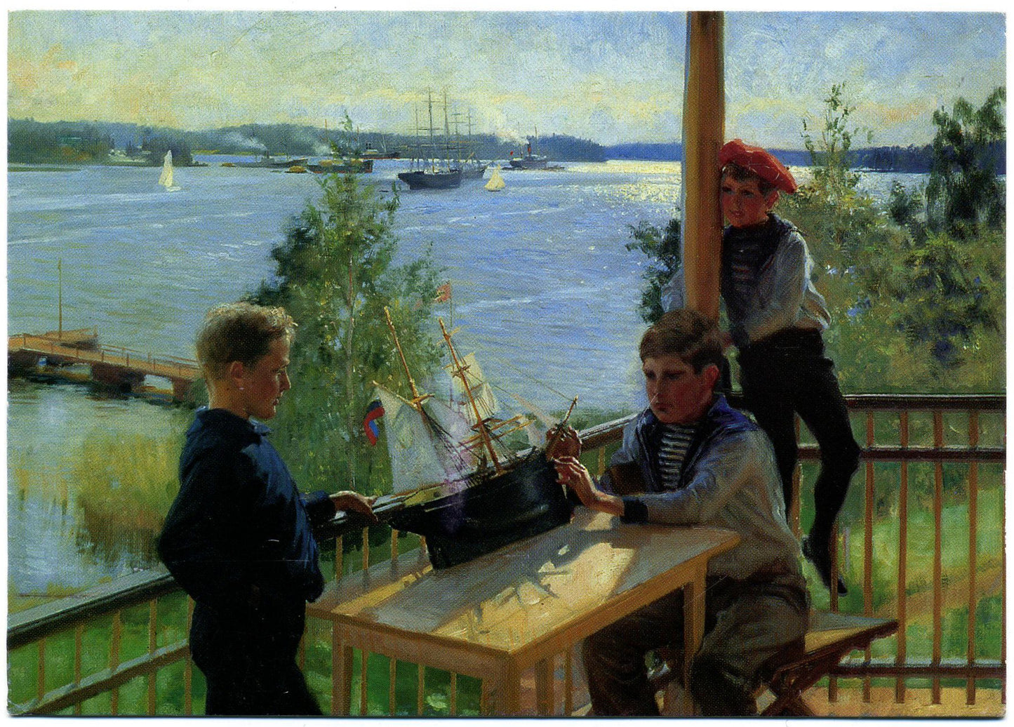 lof Boys on the Veranda of Villa Sjokulla by Albert Edelfelt,A3(16x12")Poster