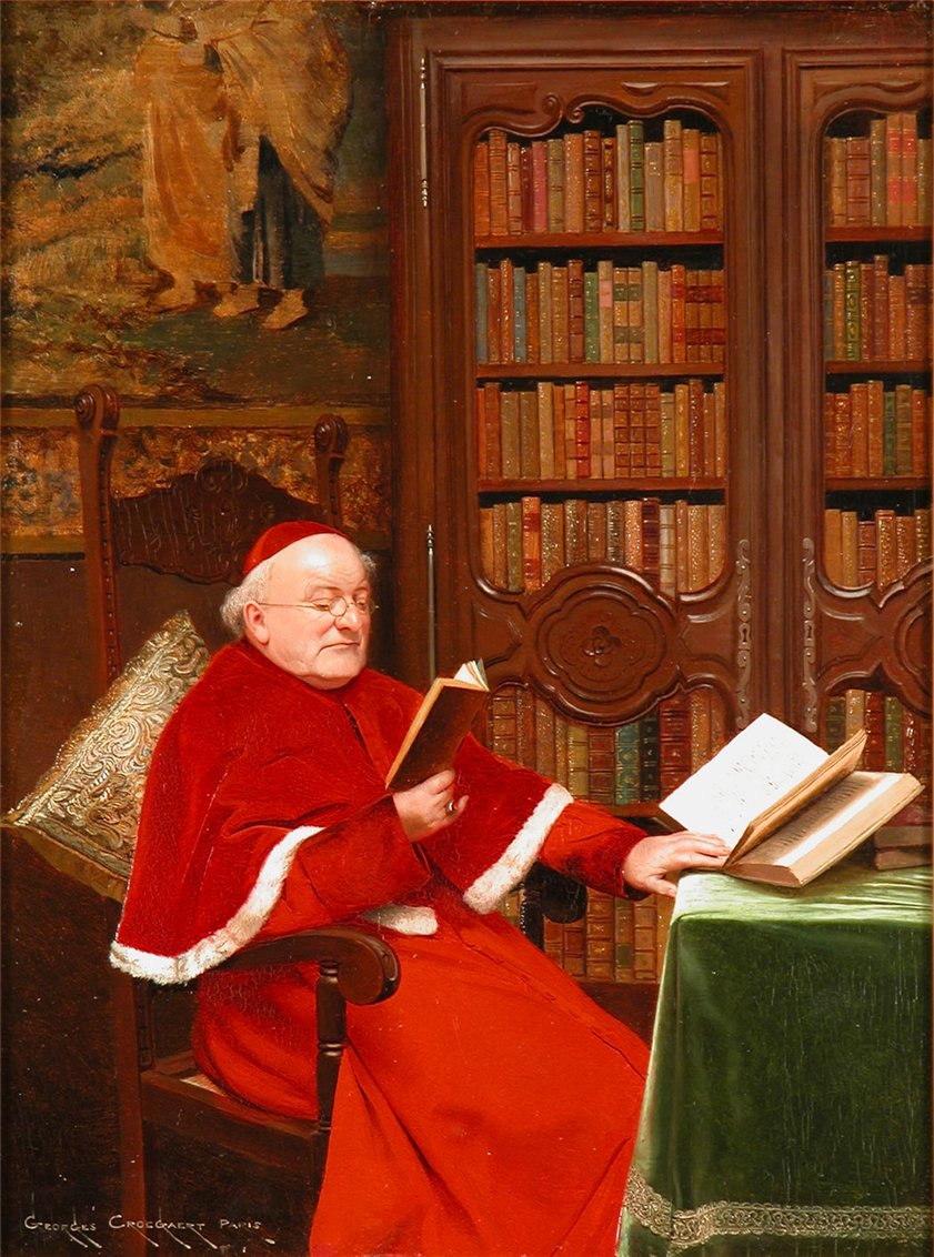 The Bibliophile, vintage artwork by Georges Croegaert, 12x8" (A4) Poster