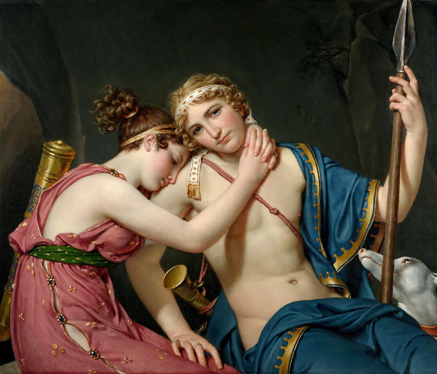 The Farewell of Telemachus and Eucharis, vintage artwork by Jacques-Louis David, 12x8" (A4) Poster