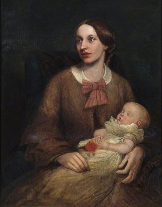 Sarah Smetham and Baby John, vintage artwork by James Smetham, A3 (16x12") Poster Print