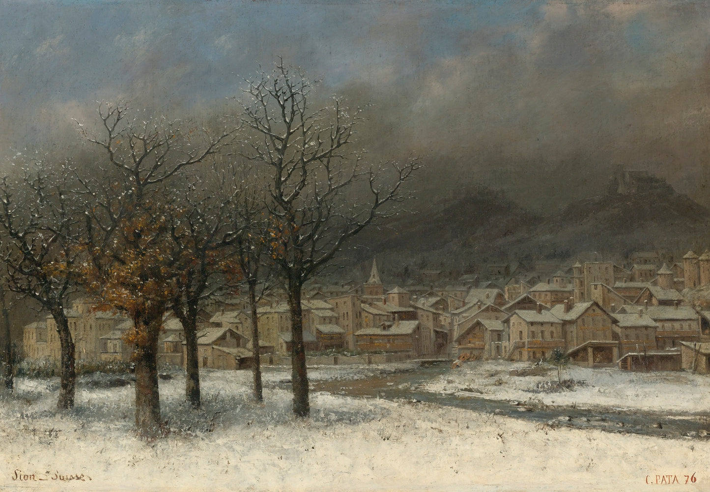 View of Sion, vintage artwork by Cherubino Pata, 12x8" (A4) Poster