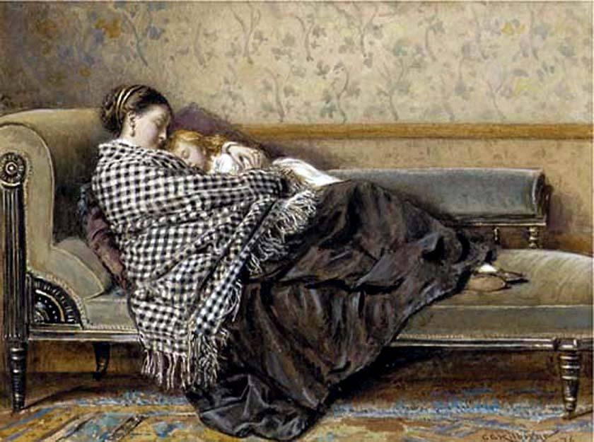 The Afternoon Rest, vintage artwork by George Goodwin Kilburne, 12x8" (A4) Poster