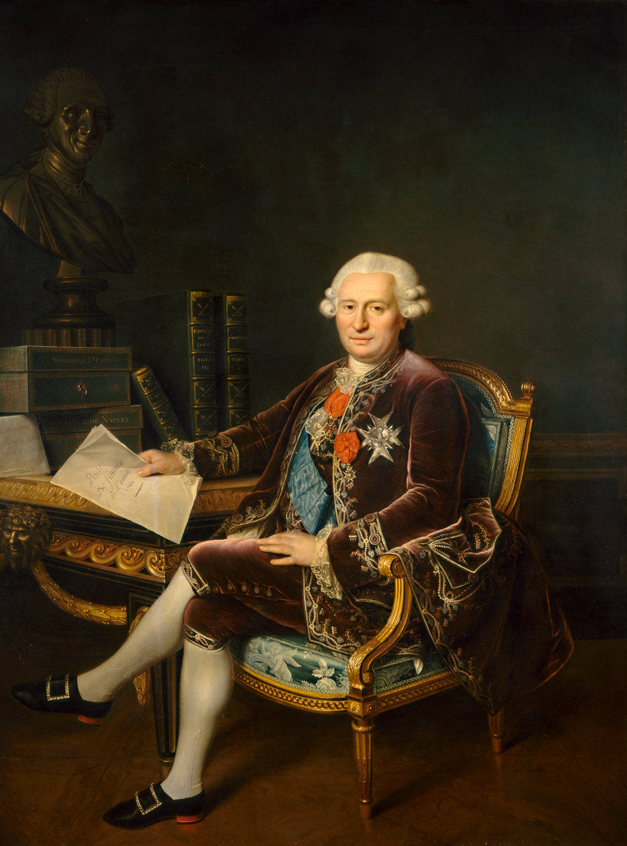 The Marquis d'Ossun, vintage artwork by Cesar Van Loo, 12x8" (A4) Poster