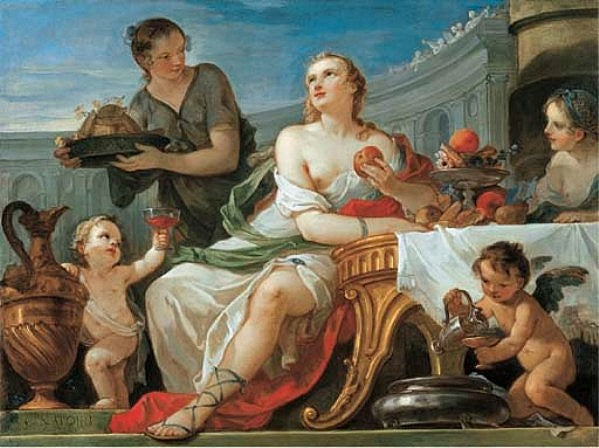 The Feast of Psyche, vintage artwork by Charles-Joseph Natoire, 12x8" (A4) Poster