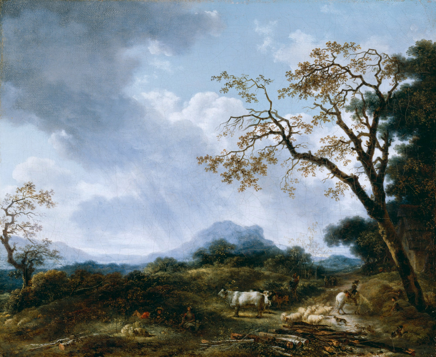 Landscape with Passing Shower, vintage artwork by Jean-Honore Fragonard, 12x8" (A4) Poster
