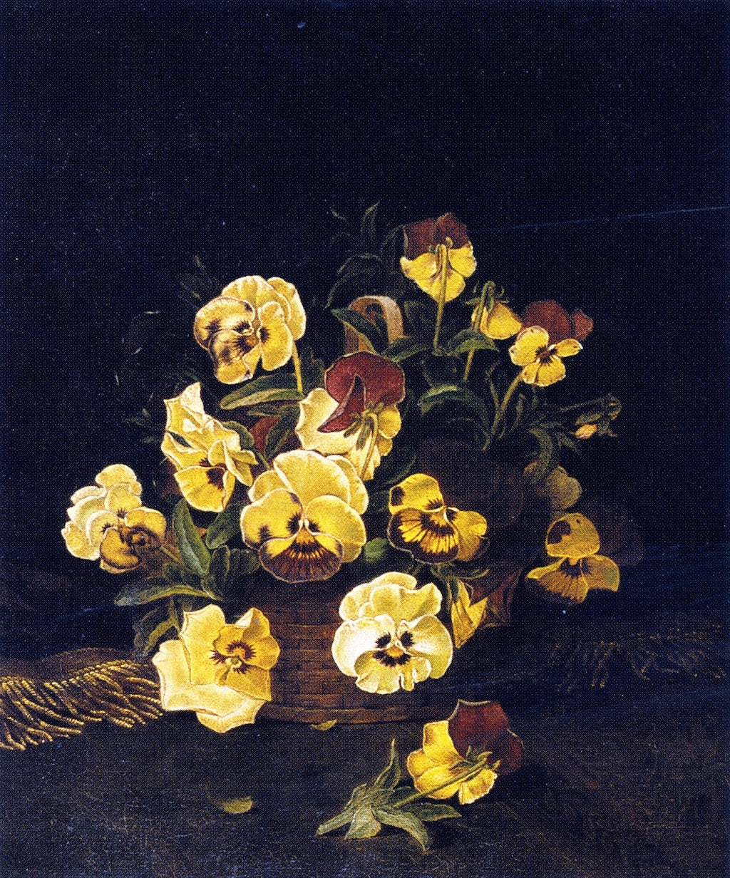 Still LIfe Pansies, vintage artwork by William Mason Brown, 12x8" (A4) Poster