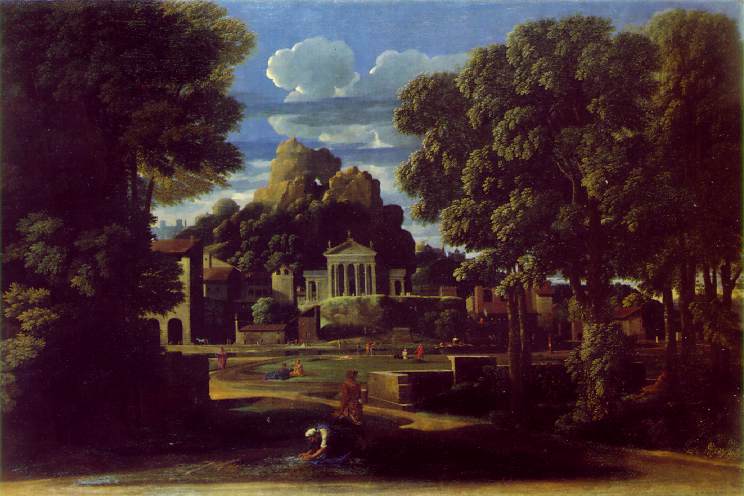 Landscape with the Gathering of the Ashes of Phocion by his Widow, vintage artwork by Nicolas Poussin, 12x8" (A4) Poster