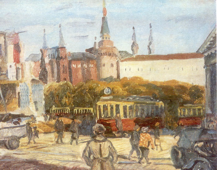 Manezh Square, Moscow, vintage artwork by Aristarkh Lentulov, 12x8" (A4) Poster