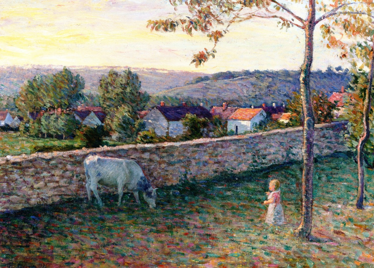 Child in the Meadow in Pierrefonds, vintage artwork by Henri Lebasque, 12x8" (A4) Poster