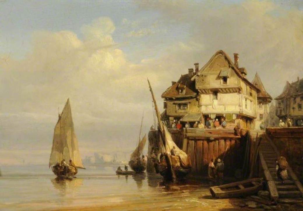 Old Cherbourg, vintage artwork by Richard Parkes Bonington, A3 (16x12") Poster Print