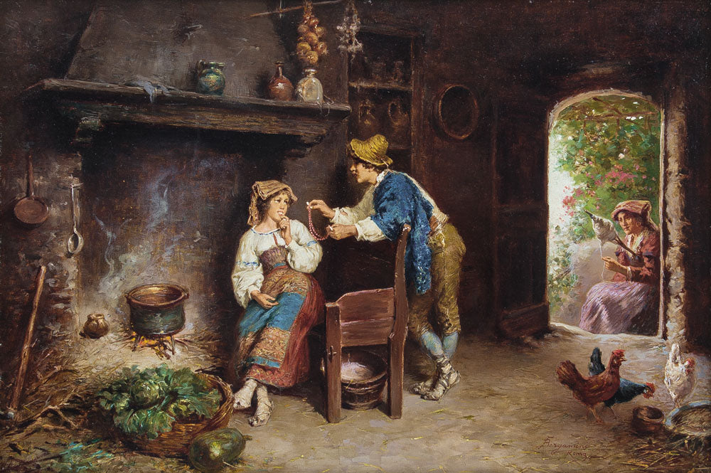 The Suitor, vintage artwork by Francesco Bergamini, A3 (16x12") Poster Print