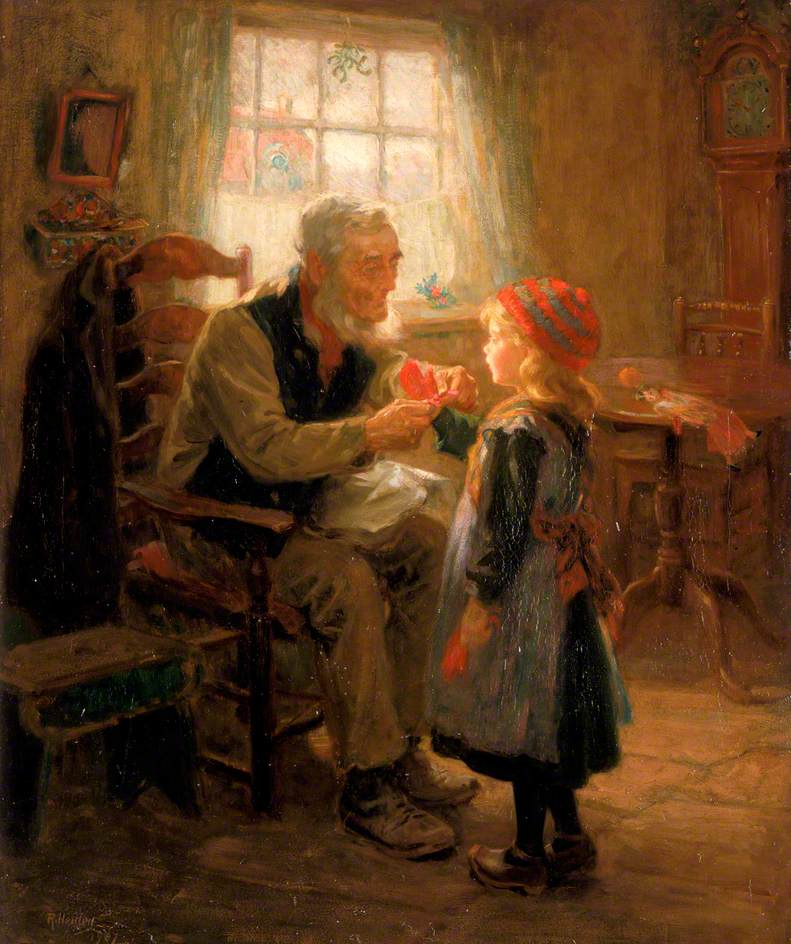 Mittens, vintage artwork by Ralph Hedley, 12x8" (A4) Poster