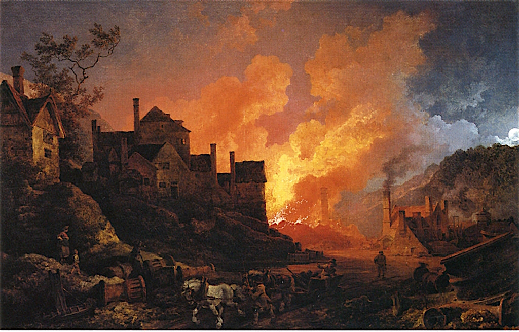 Coalbrookdale by Night, vintage artwork by Philippe-Jacques de Loutherbourg, 12x8" (A4) Poster