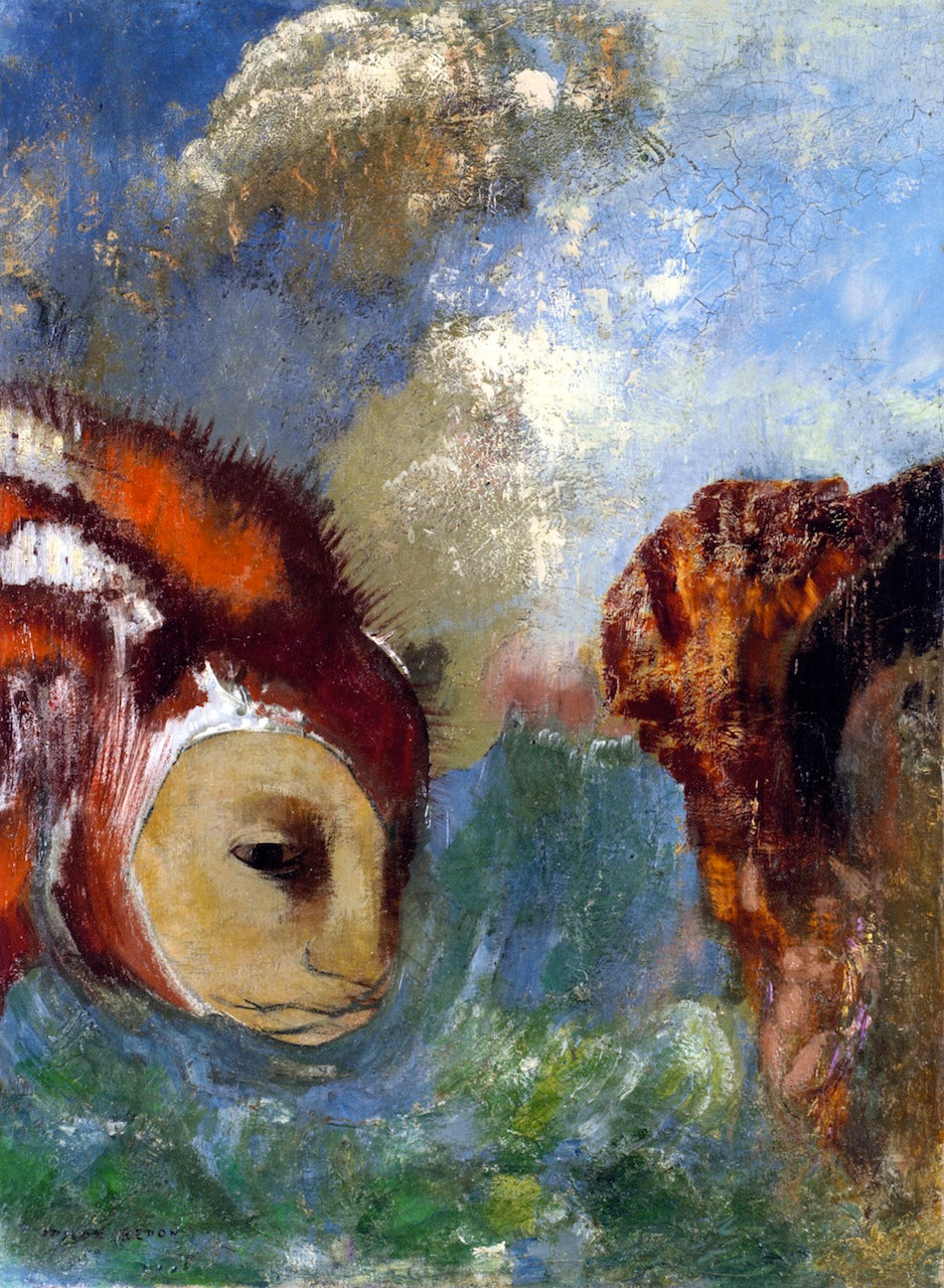 Angelica and the Dragon, vintage artwork by Odilon Redon, 12x8" (A4) Poster