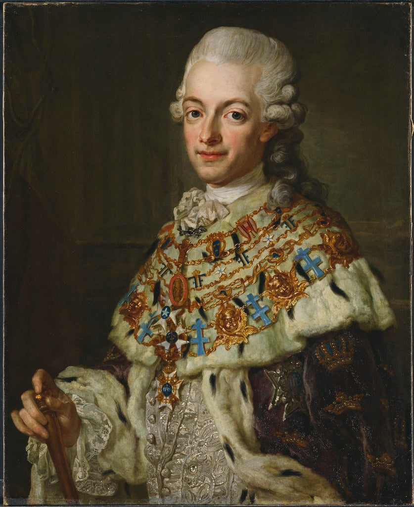 King Gustav III, vintage artwork by Lorens Pasch the Younger, 12x8" (A4) Poster