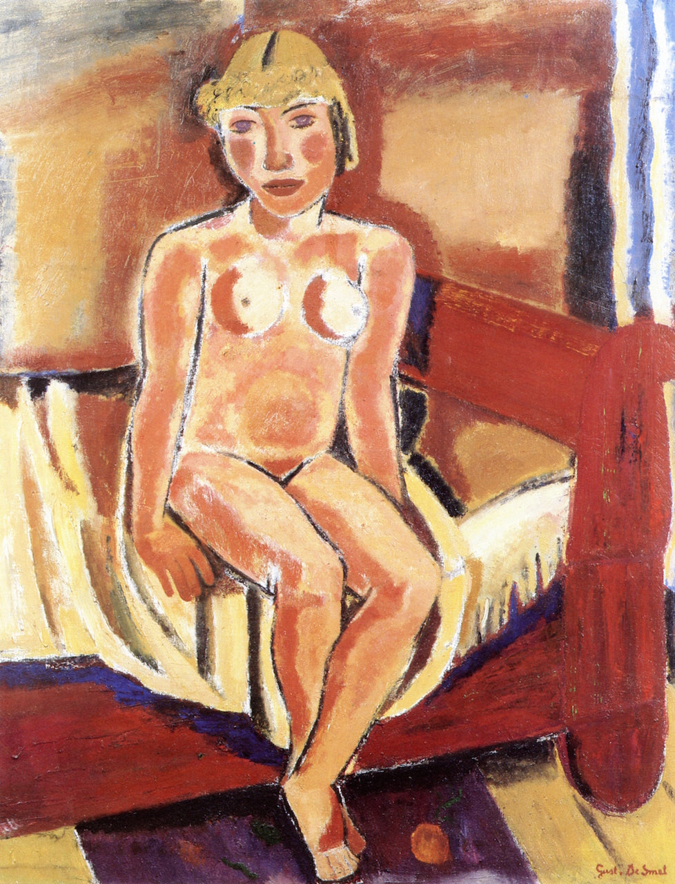 Nude Sitting on the Edge of a Bed by Gustave de Smet,16x12(A3) Poster