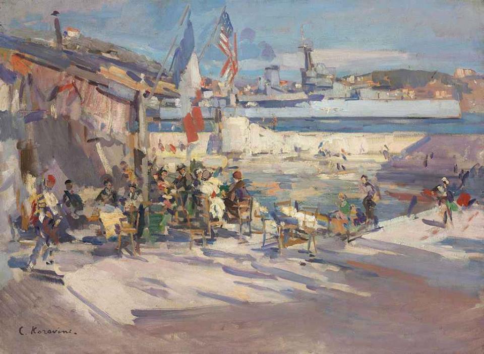 Cafe in a French Port by Constantin Alexeevich Korovin,A3(16x12")Poster