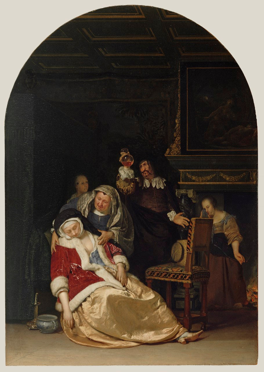 Doctor's Visit, vintage artwork by Frans van Mieris the Elder, 12x8" (A4) Poster