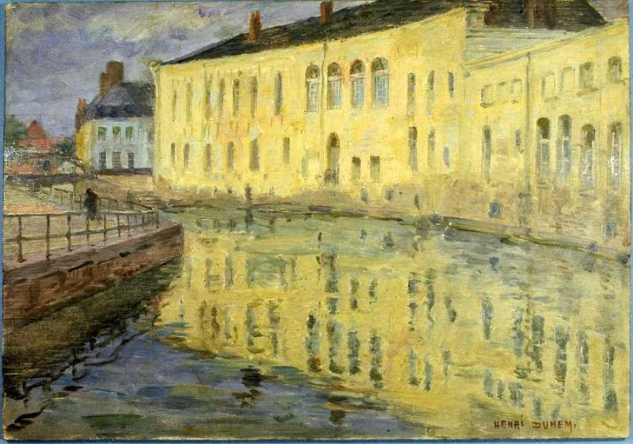 Pale Buildings Reflected in the Canal by Henri Duhem,A3(16x12")Poster