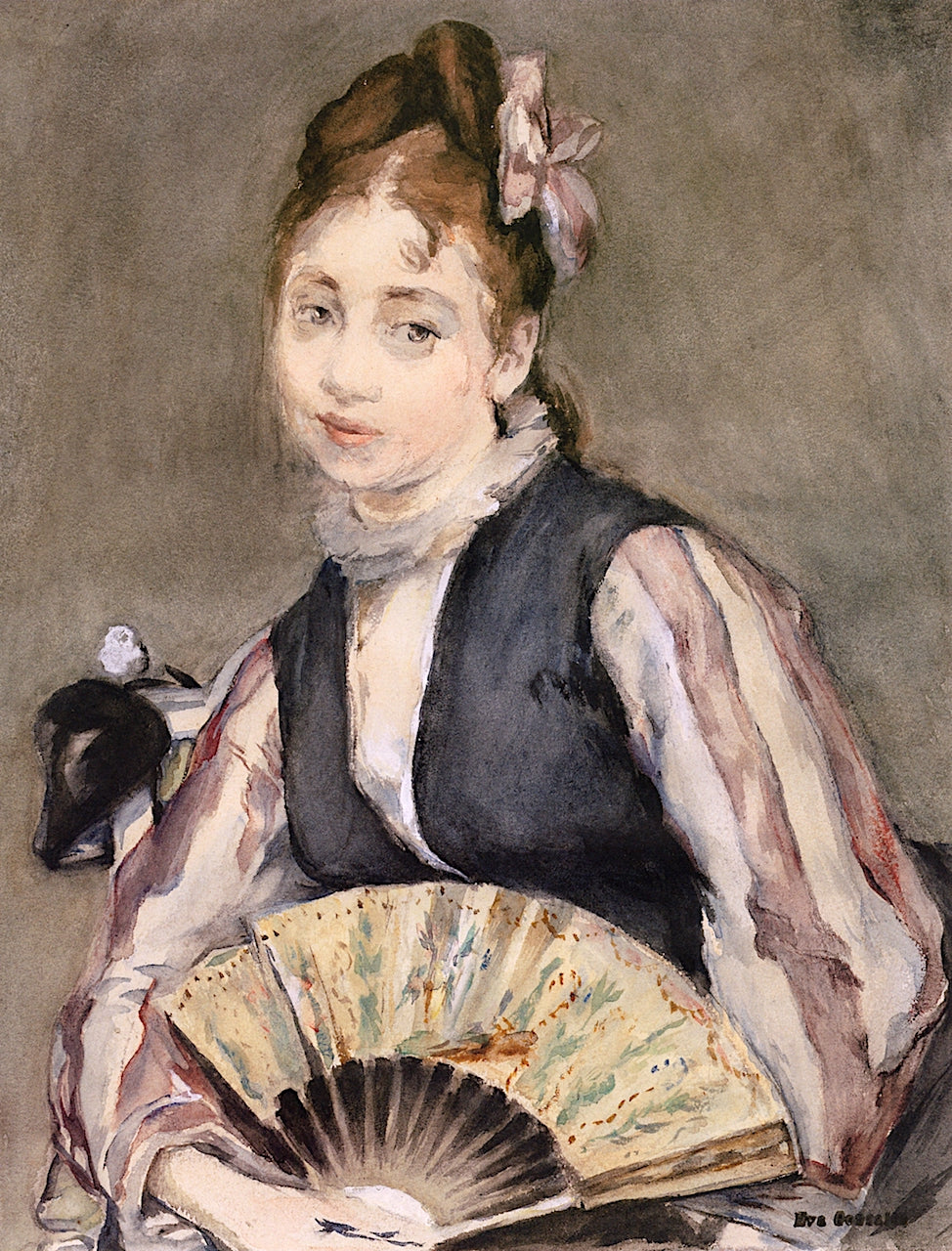 Portrait of Jeanne Gonzales, vintage artwork by Eva Gonzales, 12x8" (A4) Poster