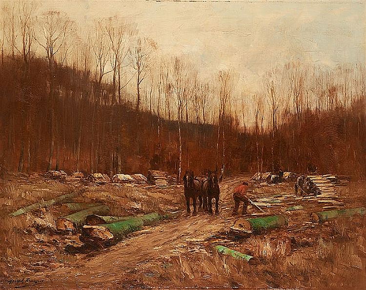 Skidding in the Forest, vintage artwork by Joseph Charles Francois, 12x8" (A4) Poster