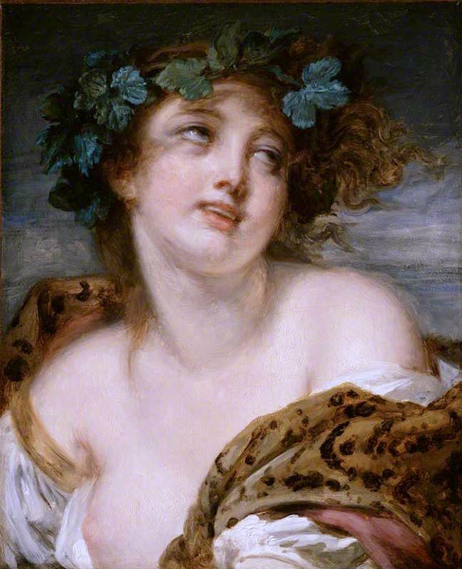Bacchante, vintage artwork by Jean-Baptiste Greuze, 12x8" (A4) Poster