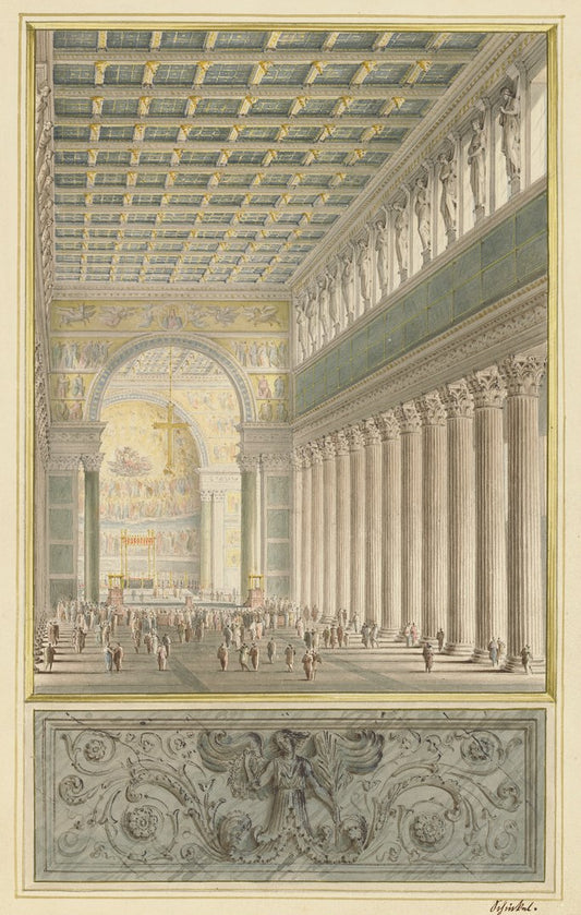 The Nave, Apse and Crossing for a Cathedral in Berlin, vintage artwork by Karl Friedrich Schinkel, 12x8" (A4) Poster