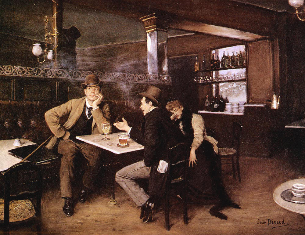 Au Bistro, vintage artwork by Jean-Georges Beraud, 12x8" (A4) Poster