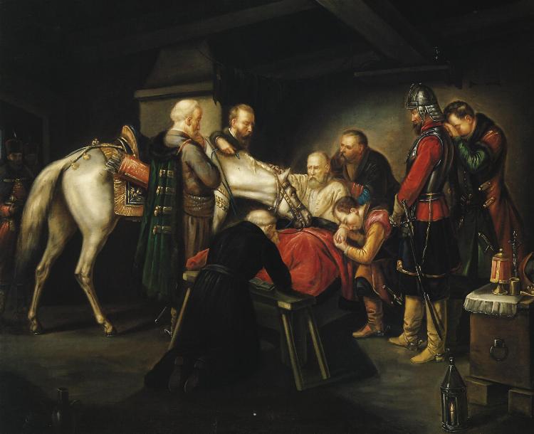 The Death of Czarniecki, vintage artwork by Leopold Löffler, 12x8" (A4) Poster