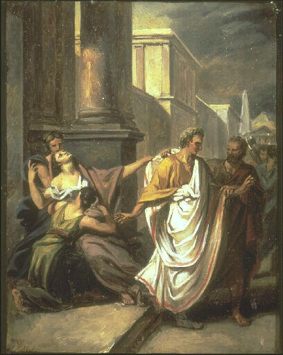 Julius Caesar on His Way to the Senate on the Ides of March, vintage artwork by Abel de Pujol, 12x8" (A4) Poster