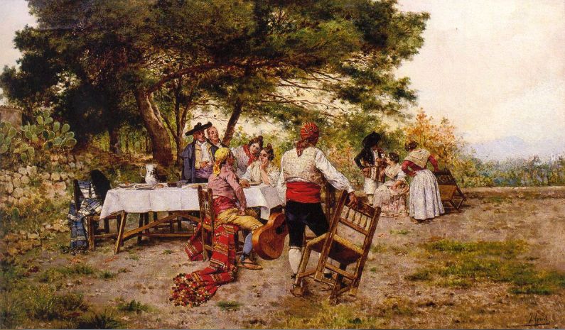 Sobremesa Valenciana, vintage artwork by Joaquín Agrasot, 12x8" (A4) Poster