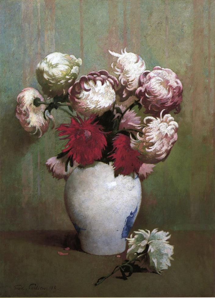 Chrysanthemums in a Canton Vase by Emil (Soren Emil) Carlsen,A3(16x12")Poster