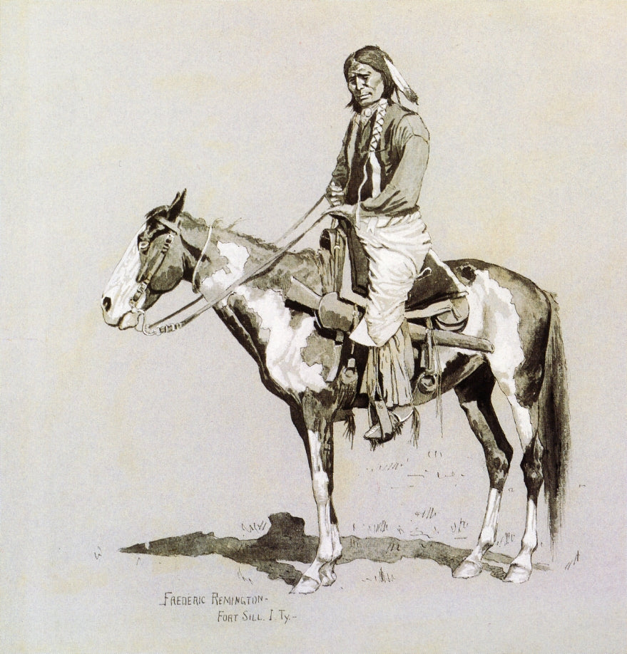 Commanche on Horseback, vintage artwork by Frederic Remington, 12x8" (A4) Poster