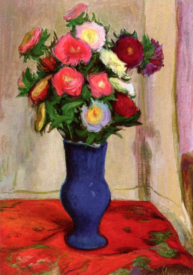 Bouquet of Flowers in a Blue Vase by Wladyslaw Slewinski,A3(16x12")Poster