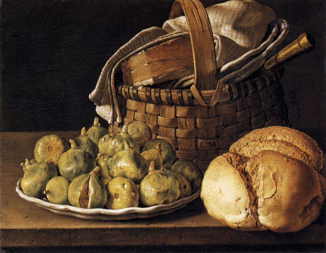 Still-Life with Figs, vintage artwork by Luis Melendez, 12x8" (A4) Poster