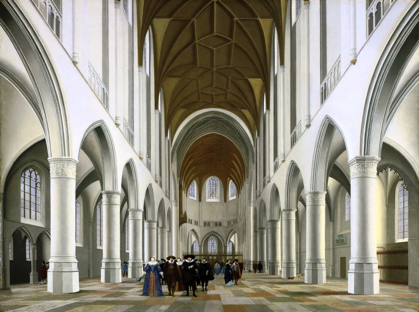 Interior of Saint Bavo, Haarlem, vintage artwork by Pieter Saenredam, 12x8" (A4) Poster