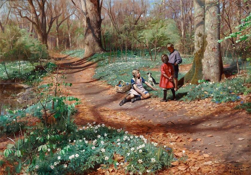 ts in a forest with unfolding beeches by Peder Mork Monsted,A3(16x12")Poster