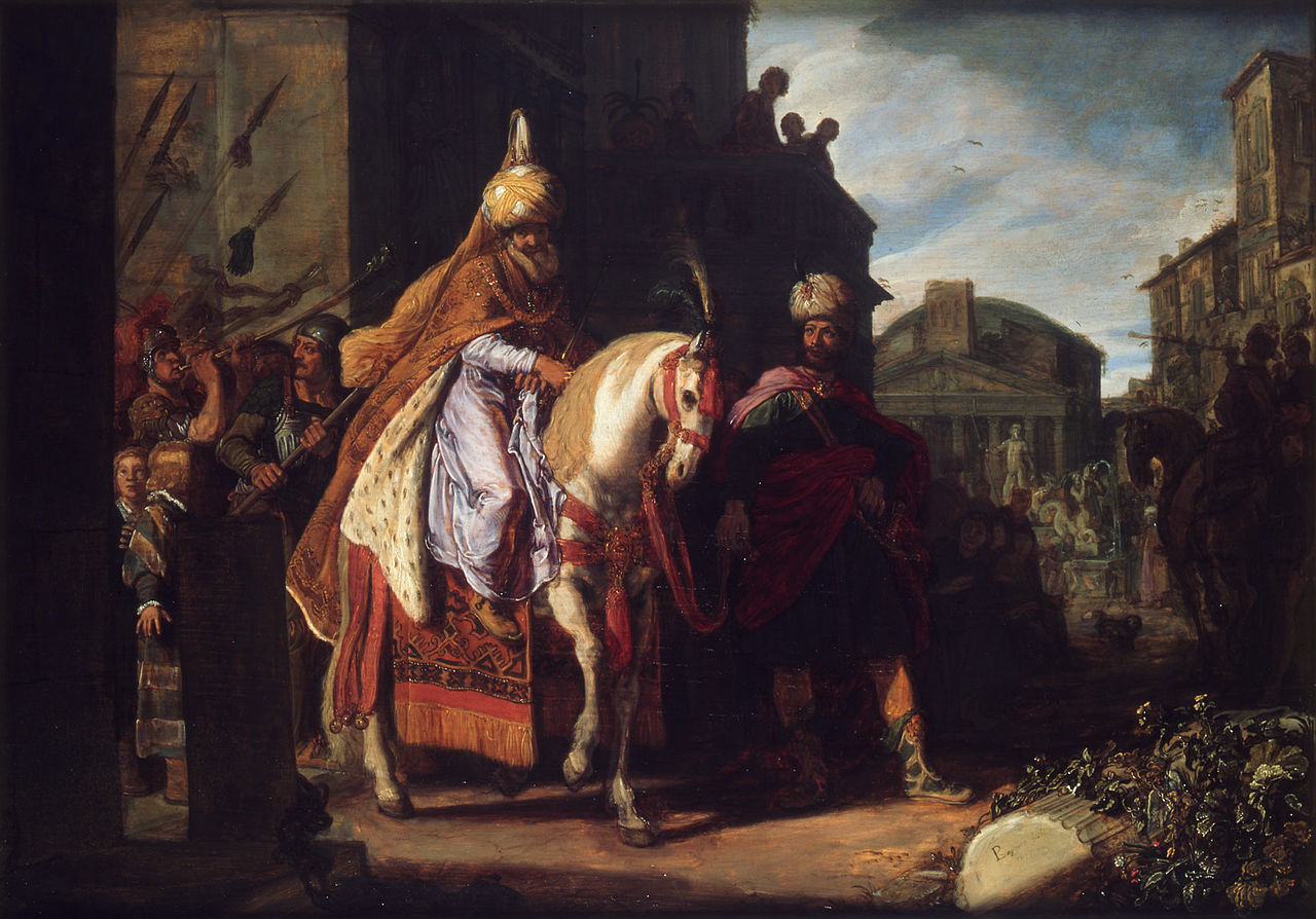 The Triumph of Mordechai, vintage artwork by Pieter Lastman, 12x8" (A4) Poster