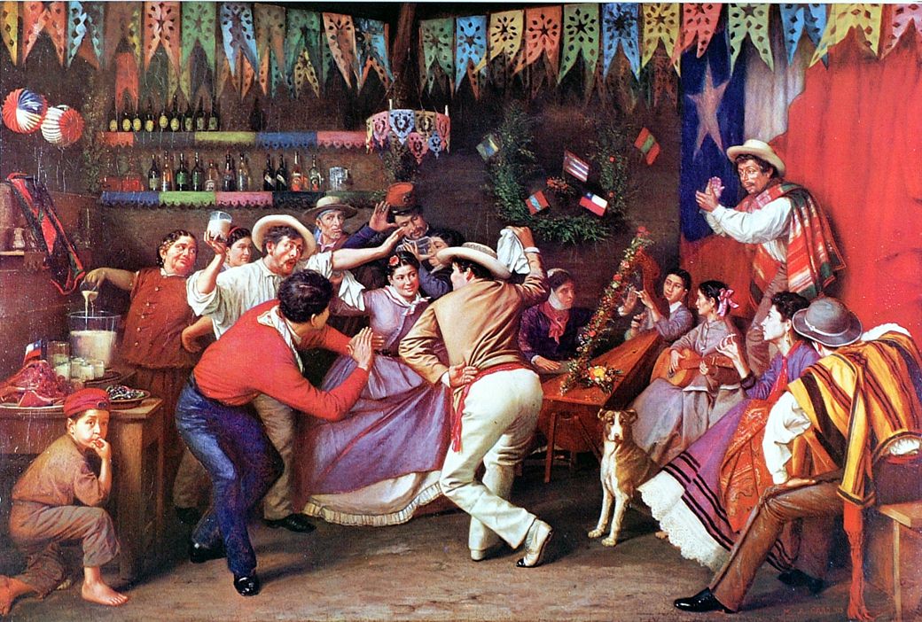 The Zamacueca, vintage artwork by Manuel Antonio Caro, 12x8" (A4) Poster