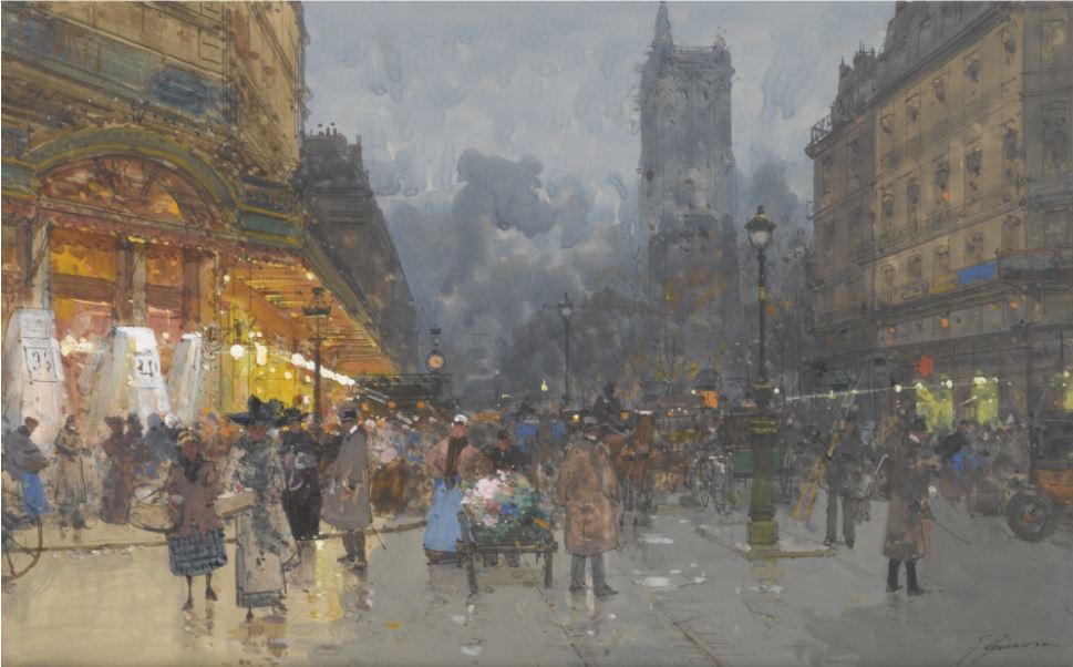 Paris, rue de Rivoli by Eugene Galien-Laloue,A3(16x12")Poster