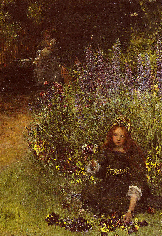 Gathering Pansies by Laura Theresa Alma-Tadema,A3(16x12")Poster