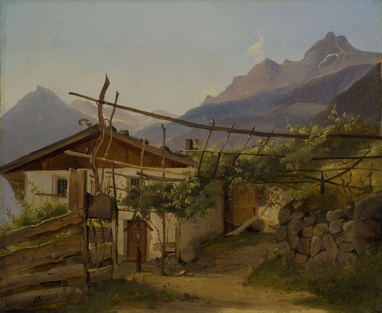 Mountain Hut with Climbing Vine, vintage artwork by Thorald Brendstrup, A3 (16x12") Poster Print