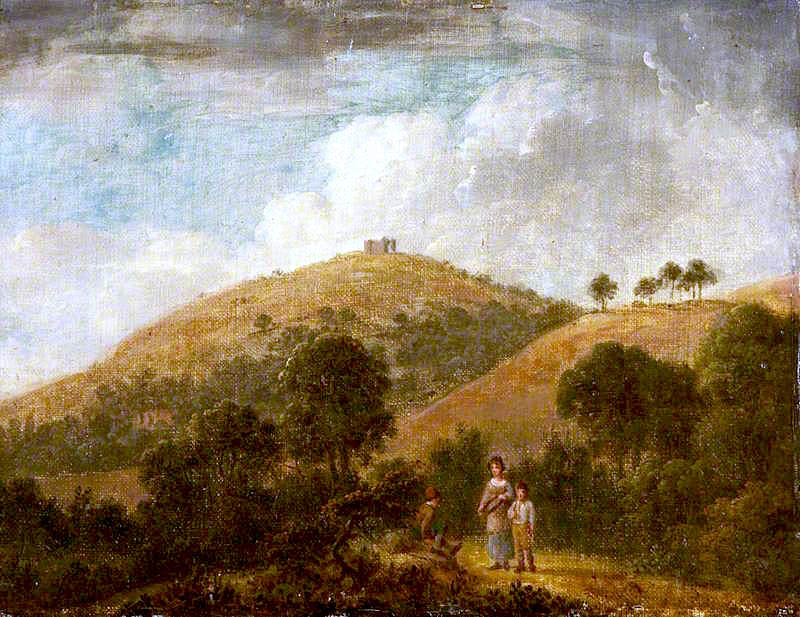 Landscape with the Ruins of St Martha's Chapel Beyond, vintage artwork by Anthony Devis, 12x8" (A4) Poster