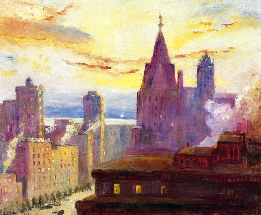 Rooftops at Sunset, vintage artwork by Colin Campbell Cooper, 12x8" (A4) Poster