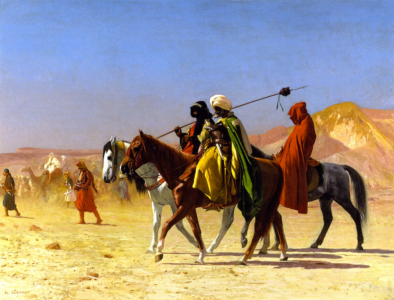 Arabs Crossing the Desert, vintage artwork by Jean-Leon Gerôme, 12x8" (A4) Poster